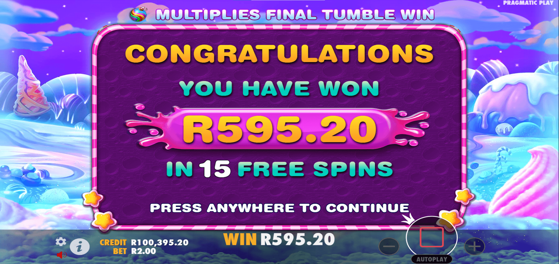 big win in Sweet Bonanza slot by Pragmatic Play