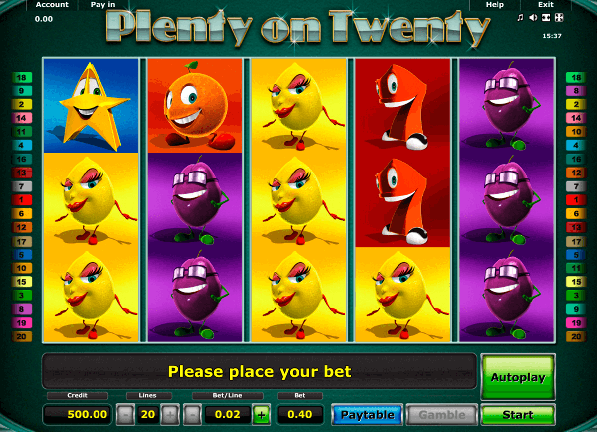 plenty on twenty novomatic slot